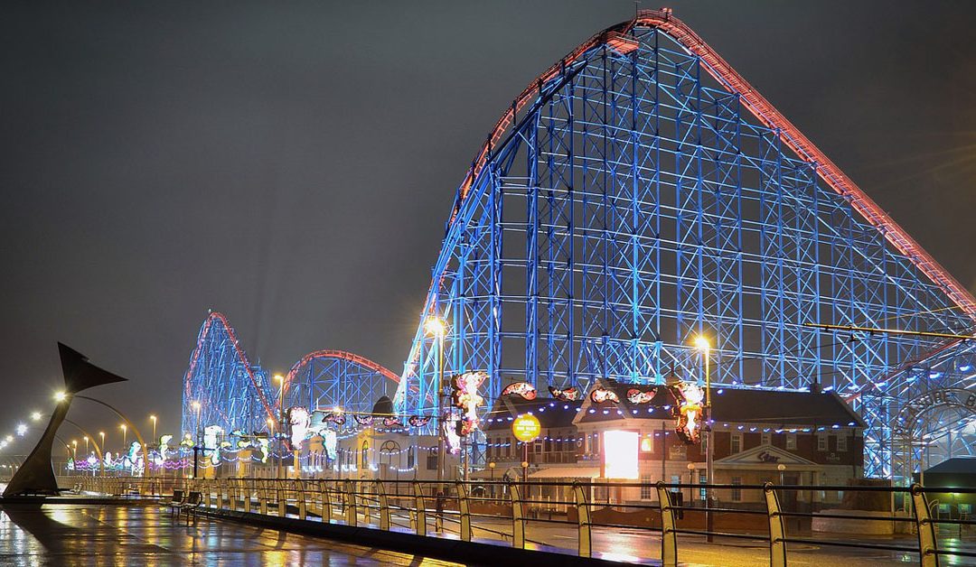 Blackpool illuminations pleasure beach roller coaster